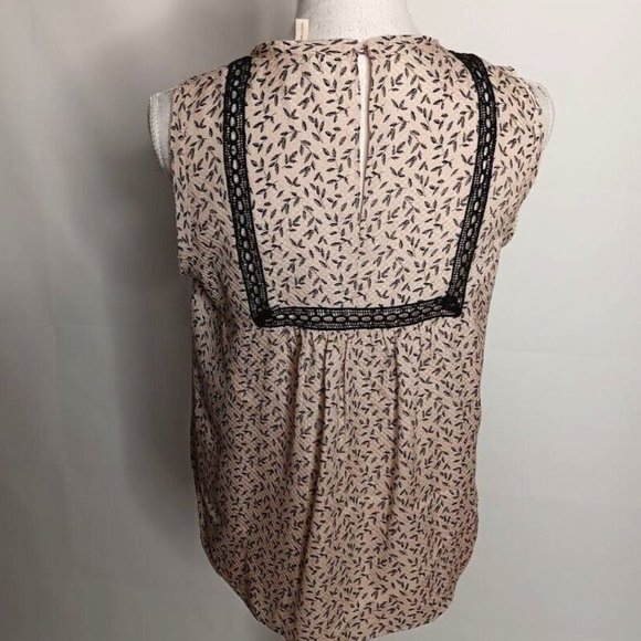 Rebecca Taylor Silk top Women's size 4 Raw Edge Short Sleeve Pleated Top - Picture 6 of 9